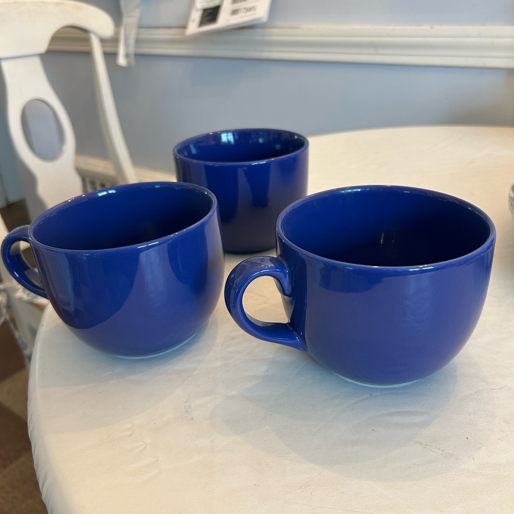 Pier one Blue Ceramic Coffee Mug Set of 3
